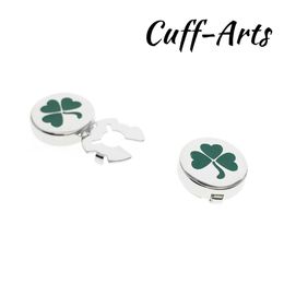 Button Covers for Men Shamrock Imitation Cufflinks Tuxedo Business Formal Shirts C10473