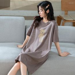 Women's Sleepwear 2023 Drees Sexy Elegant Nightie Cotton Sleep Dress Short Sleeve Nightgown Night Slip Gowns For Women O-neck