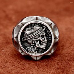 Cluster Rings Vintage Mexican Indan Skull Ring Hobo Nicke Coin Stainless Steel Punk For Men Fashion Jewellery Accessories