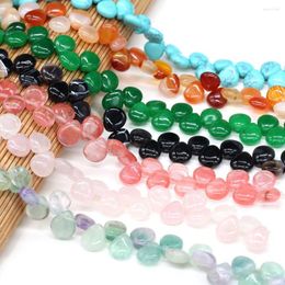 Beads Natural Semi-precious Stone Drop Shape White Agate Gold Sand Loose For Handmade Crafts Bracelet Necklace Making