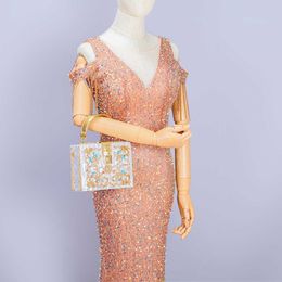 Tote Crystal Acryl Box Handtaschen Bridal Red Diamond Clutch Geldbörsen und Luxus Designer Umhängetasche für Hochzeitsfeier 230509