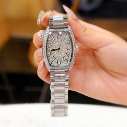 Wristwatches Women's Watch Waterproof Full Bore Barrel Type Diamond Inlaid Fashion