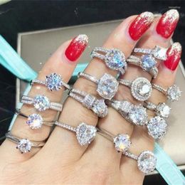 Cluster Rings Handmade For Women Wedding Engagement Jewellery Luxury Bridal White Gold Colour Ring Cubic Zirconia Fashion Ornaments