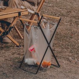 Bathroom Shelves Outdoor camping picnics kitchen organizers garbage bags storage racks foldable plastic hanging bag