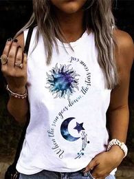 Women's Tanks Camis Women Funny Moon Star Graphic Tanks Tops Summer Shirts Sleeveless Tees Casual Vest Letter T-Shirt 2023 New Text Tank 2023 New T230517