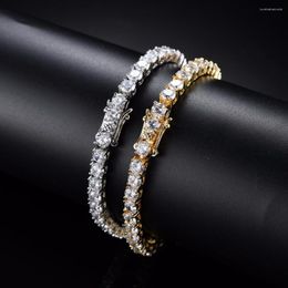 Link Bracelets 2023 3mm 4mm 5mm 1 Row Cubic Zirconia Bracelet For Men And Women Iced Out Jewelry Brass Tennis