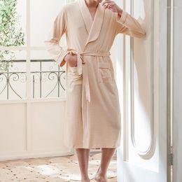 Men's Sleepwear Luxury Bathrobe For Man Autumn Winter Knitted Cotton Long Sleeve Shawl Collar Men Robes Elegant Mens Kimono V-neck Robe