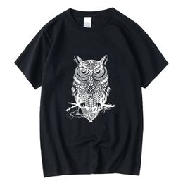 Men s T Shirts XINYI Kaus Pria 100 Katun Kasual Lucu Leher o Longgar Musim Panas Gambar Cetak Burung Hantu untuk Lengan Pendek Atasan 230517