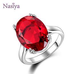 Band Rings Red Ruby Oval Egg Shape Gemstone Sterling 925 Silver Wedding Rings For Women Bridal Fine Jewelry Engagement Bague cessories J230517