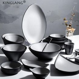 Bowls KINGLANG 1pc Melamine Noodle Soup Bowl Two Tone Color Dinner Plate Commercial Nice Pot Restaurant Anti Broken Dish