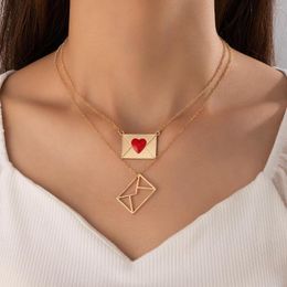 Pendant Necklaces Fashion Simple Creative Love Envelope Niche Design Sense Of Personality Geometric Street Shoot Lady Temperament Necklace