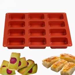 Cake Tools 12Cavity Square Shape Cake Mold Mini Fancy Brownie Cake Pan Silicone Mold Baking Mould Cookie Muffin Tray 230516