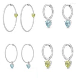 Dangle Earrings Sterling Silver 925 Heart-shaped Gem Series For Women Suit Light Luxury Blue Dinner Party Wedding Fashion Jewellery