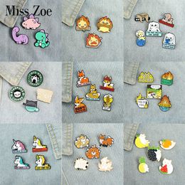 3~5pcs/set Cuty Animal Baby Enamel Pin Fox Koala T-Rex Brooch Lapel Pin Dog Cat Badge Sloth Cassifah Jewellery Gift amazing price