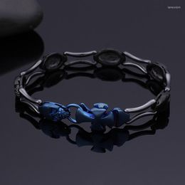 Link Bracelets Stainless Steel Chain Blue Skull Corss Clape Bracelet Black Colour Jewellery For Men