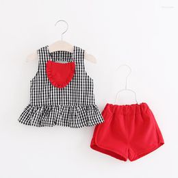 Clothing Sets 2Pcs/set Born Summer Baby Girls Clothes Toddler Sleeveless Vest Plaid Infant Cute Outfit Ruffle Shorts Pants