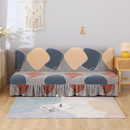 Chair Covers Folding Sofa Seat Slipcover Elastic All Inclusive Simple Bed Protector For Living Room S/M/L Size Cover With Skirt