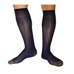 Men's Socks List Arrival Sheer Men Formal Dress See Through Long Nylon Silk Stripe Male Sexy Hose Stockings