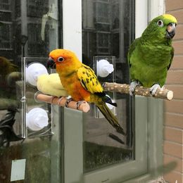 Perches Pet Birds Parrot Perches Toys Holder Wood Support Frame Outing Portable Car Bathing Stand with Suction Cup Parrots Toy
