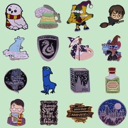 Superior Quality Magic Broom Book Boy Cartoon Brooches Interesting Enamel Badges Denim Jacket Decoration Jewelry Gifts Wholesale