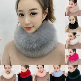 Scarves 53CM Length Furry Winter Warm Women Fashion Faux Fur Collar Scarf Shawl Stole Neck Wrap Circles