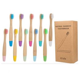 Toothbrush 510 pcs Organic Childrens Bamboo ten Colours Soft Fibre Bristles Biodegradable Handle Eco Friendly Kids es 230517