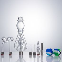 NC060 Portable Vortex Smoking Bong Recycler Dab Rig Glass Water Pipe Concentrate Oil Rigs With 510 Thread Titanium Quartz Tip Bubbler