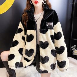 Women's Fur Add Cotton Black Furs Overcoat Lambswool Imitation Coat 2023 Autumn Winter Coats Outerwear Fashion Padded Jackets