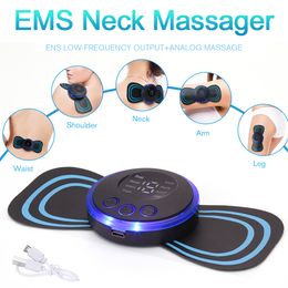 Back Massager EMS Neck Stretcher Electric Massager Electronic Cervical Massage Patch 8 Mode Vertebra Massage for Relieve Fatigue Health Care 230517