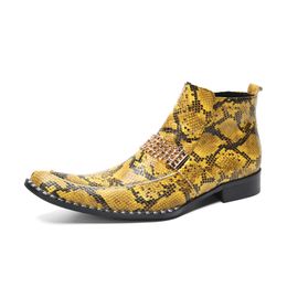 Luxury Handmade Men's Boots Shoes Yellow LEATHER Ankle Boots for Men Zip Fashion Business, Party and Wedding Boots Man!