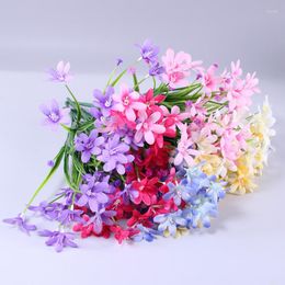 Decorative Flowers Artificial Plastic Simulation Spring Grass Orchid Garden Wedding Decoration Bouquet Party Outdoor