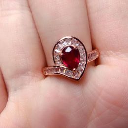 Cluster Rings Sterling Silver 925 Wedding Ring Ruby Natural Gem Women's Luxury Free Mailing Jewelry Original Boutique