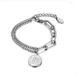 Link Bracelets Test Male's Stainless Steel Curb Cuban Chain Silver Colour For Men Women Jewellery Gift Accept Wholesale Price