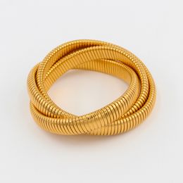 Bangle 316L Gelang Elastis Baja Tahan Karat Multilapis Trendi untuk Wanita Hadiah Perhiasan Mode Warna Emas Perak 230517