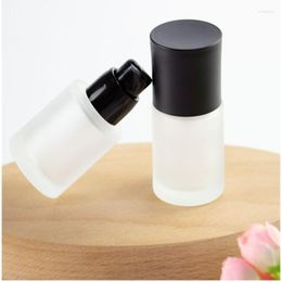 Storage Bottles 50pcs 30ml Frosted White Glass Dispenser Pump Bottle Lotion Cap For Bathroom Liquid Soap