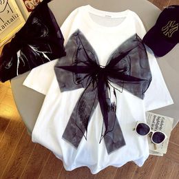 Women's T Shirts Cotton Bow Girl Short-sleeved T-shirt Women's Summer Undershirt Missing Loose Top Gothic Accessories Wholesale Clothes