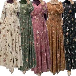Ethnic Clothing Ramdan Print Muslim Dress for Women Eid Arabic Femme Abaya Islamic Turkey Evening Dresses Elegant Saudi Arabia Ching 230517