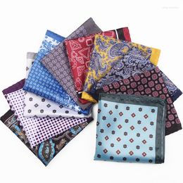 Bow Ties Men Silk Pocket Square Print Real Satin Small Scarf Gentleman Business Suit Shirt Chest Handkerchief 24 24cm