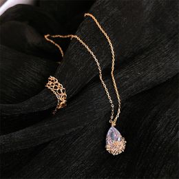 14K Gold Water Drop lab Diamond cz pendant 925 Sterling silver Wedding Pendants necklace for Women Bridal Party Jewellery