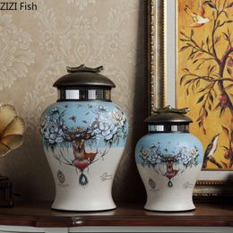Storage Bottles Ceramics General Jar Ceramic Vase Flower Arrangement Desk Decoration Ginger Porcelain Tea Caddy Modern Home Decor