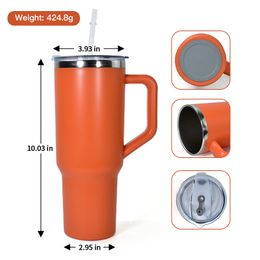 40oz Double Wall Stainless Steel Tumblers Inner Steel And Outer Plastic With Plastic Straws Coffee Travel Mugs A0108