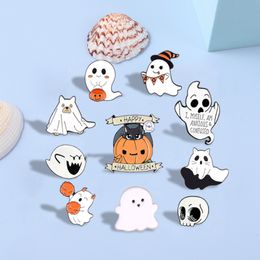 Halloween Punk Enamel Pins Cute Ghost Pumpkin Skull Brooch Lapel Pin Badges Backpack Gift Friends Kids Jewelry Accessories