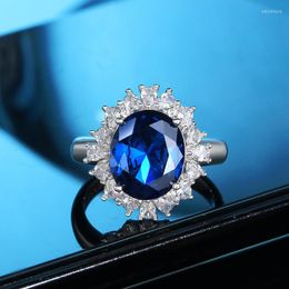 Cluster Rings S925 Silver High Carbon Diamond Ring Inlaid With Sapphire Light Luxury Design Feel Engagement Female Jewelry Factory Wholesale