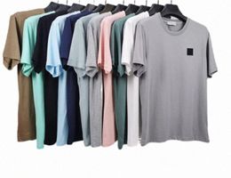 Mens T-shirts New Design Crewneck Short Sleeve T-shirt badge Solid Colour Fashion Summer T-shirts Men Heavy Cotton Soild Mens Clothing stones