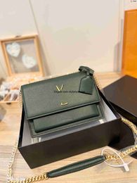 Totes Designers Luxury tote purse handbag message bags cluth top quality Brand classic Genuine leather Crossbody Gift Box Kate Gold Chain cattlehide Green