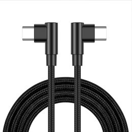 Type C to Type C Braided Cable 3.3ft 90 Degree 20V 3A PD Fast Charge CtoC Cables Compatible with Samsung S10 S20 S21 S22 S23 Galaxy Note 10 S9 S8