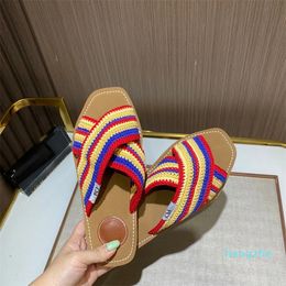 Designer Sandals Cross color Flat slippers woody Sandals Flat Sandals Women Dressy Summer Flat Slippers Beach Party