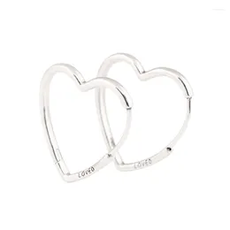 Hoop Earrings Asymmetrical Heart Genuine 925 Sterling Silver For Women Jewellery Party Gift Brincos Wholesale