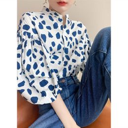 Women's Blouses Shirts XEJ or Tops for Woman Clothing Spring Chiffon Blouse Bubble Sleeve Shirt Elegant Women Cow Tunic 230516