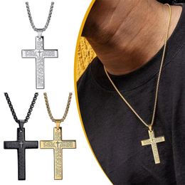 Chains Stainless Steel Necklace For Men Boys 's Prayer Pendant Catholic Religious Gift Chain